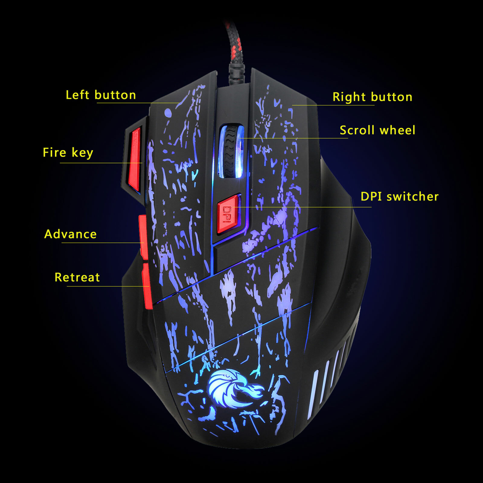 Nsi Toys Rainbow Backlight Wired Mechanical Gaming Keyboard And 7color Led Mouse Mice Set