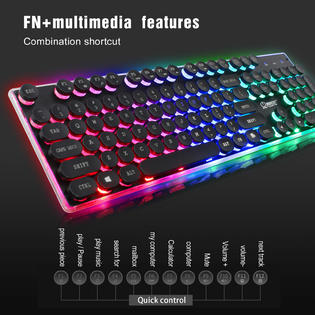 Nsi Toys Rainbow Backlight Wired Mechanical Gaming Keyboard And 7color Led Mouse Mice Set
