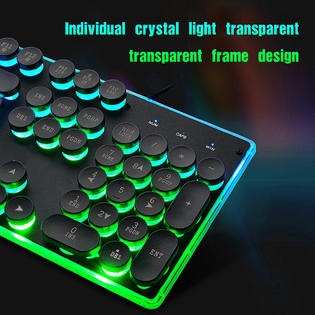 Nsi Toys Rainbow Backlight Wired Mechanical Gaming Keyboard And 7color Led Mouse Mice Set