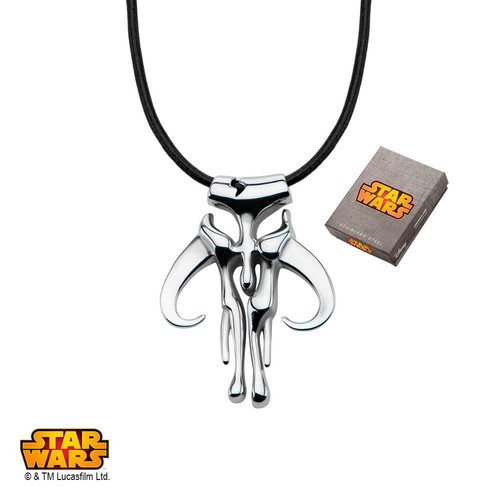 Star Wars Mandalorian Symbol Stainless Steel Pendant Necklace With Leather Cord