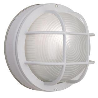 240239 Hampton Bay 1 Light White Outdoor Round Wall Bulkhead White Outdoor Round Wall Bulkhead Light