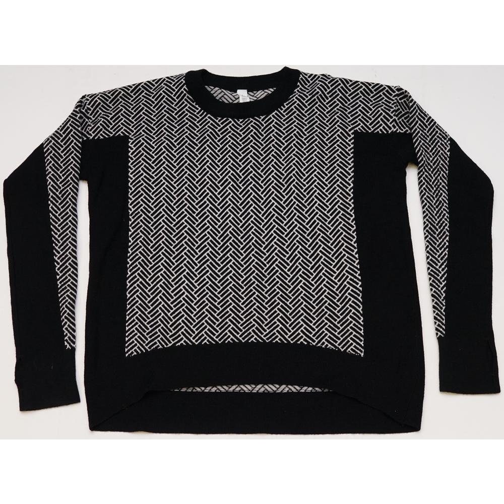 New Lululemon Black And White Merino Wool Yogi Crew Neck Pullover Sweater