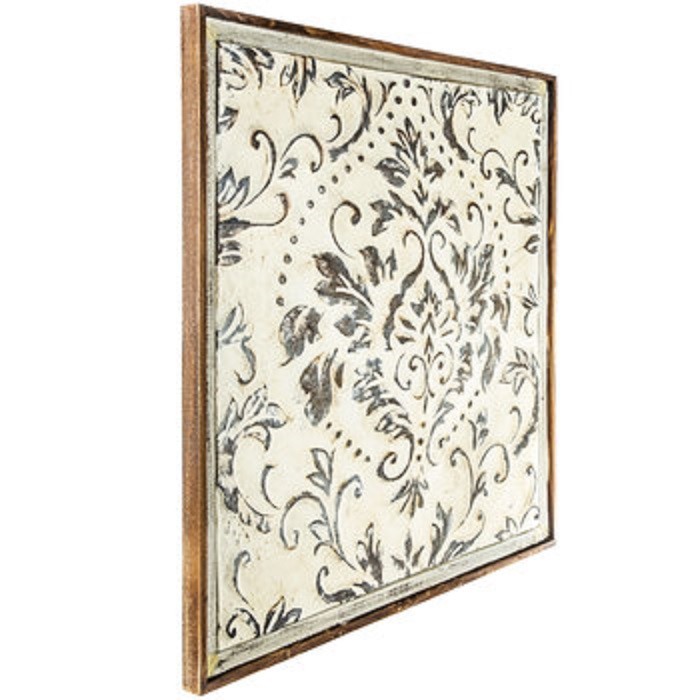 Home Decorators Collection Large Distressed Cream Damask Metal
