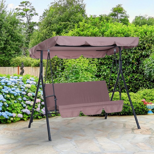 Replacement Porch Swing Seat Outsunny Steel Garden Porch Swing Bench Chair 3 Person With Top Canopy Brown