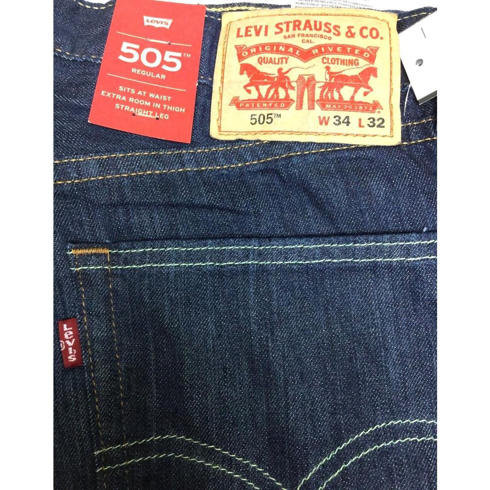 Levi's Men's 505 Straight Cut Regular Fit 5 Pocket Denim Blue Jeans