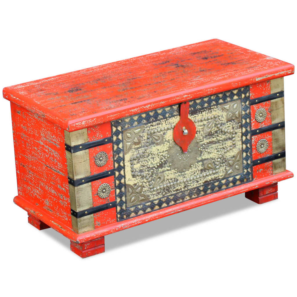 Vidaxl Solid Mango Wood Storage Chest Box Trunk Living Room Decor Red Blue Vidaxl Solid Mango Wood Storage Chest, Living Room Storage Chest