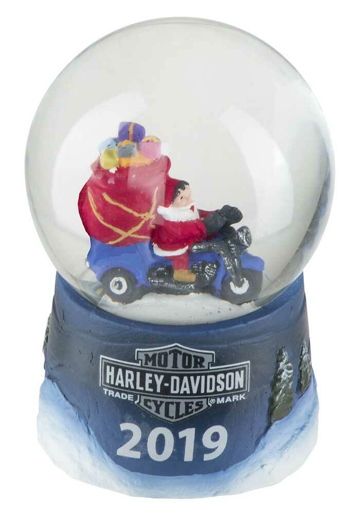Harley Davidson Winter 2019 Sculpted Biker Santa Glass Mini Snow