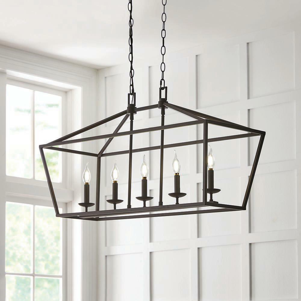 Home Decorators Collection Weyburn 5 Light Bronze Caged Chandelier