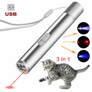Power Mower Sales Battery Usb Rechargeable 3 In 1 Laser Pointer Led Flashlight Cat Toy 4 Pk