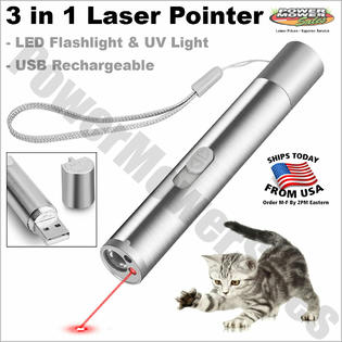 Power Mower Sales Battery Usb Rechargeable 3 In 1 Laser Pointer Led Flashlight Cat Toy