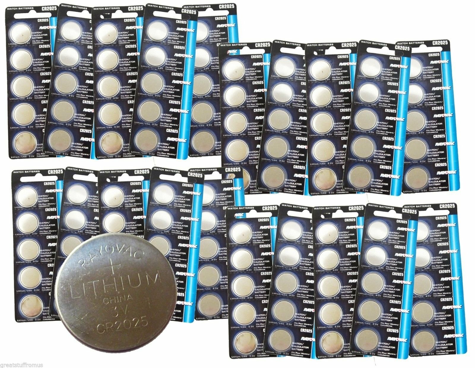 100 Rayovac Cr2025 3v Lithium Batteries Exp 2027 New