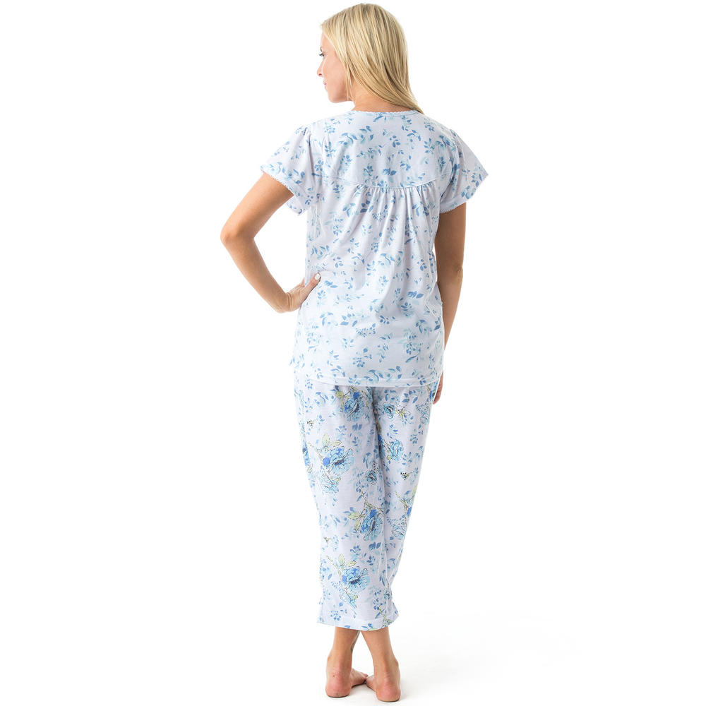 Pigiama Capri Da Donna YIJIU, A Maniche Corte, Casual, Taglie Forti Due Pezzi Rosa Floreale Taglia M~p111363913 - Foto 10