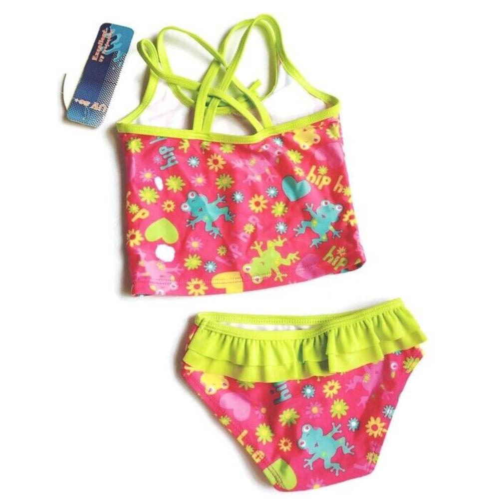 Jump N Splash Girls 2T 3T Frog Tankini Swimsuit W/ Bow Pink Toddler Two ...