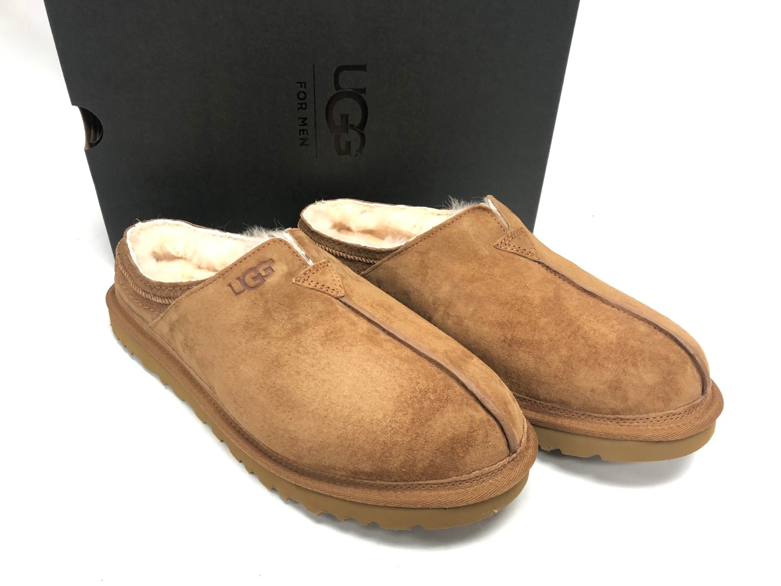 UGG AUSTRALIA UGG Australia NEUMAN Chestnut SUEDE SHEEPSKIN SLIPPERS