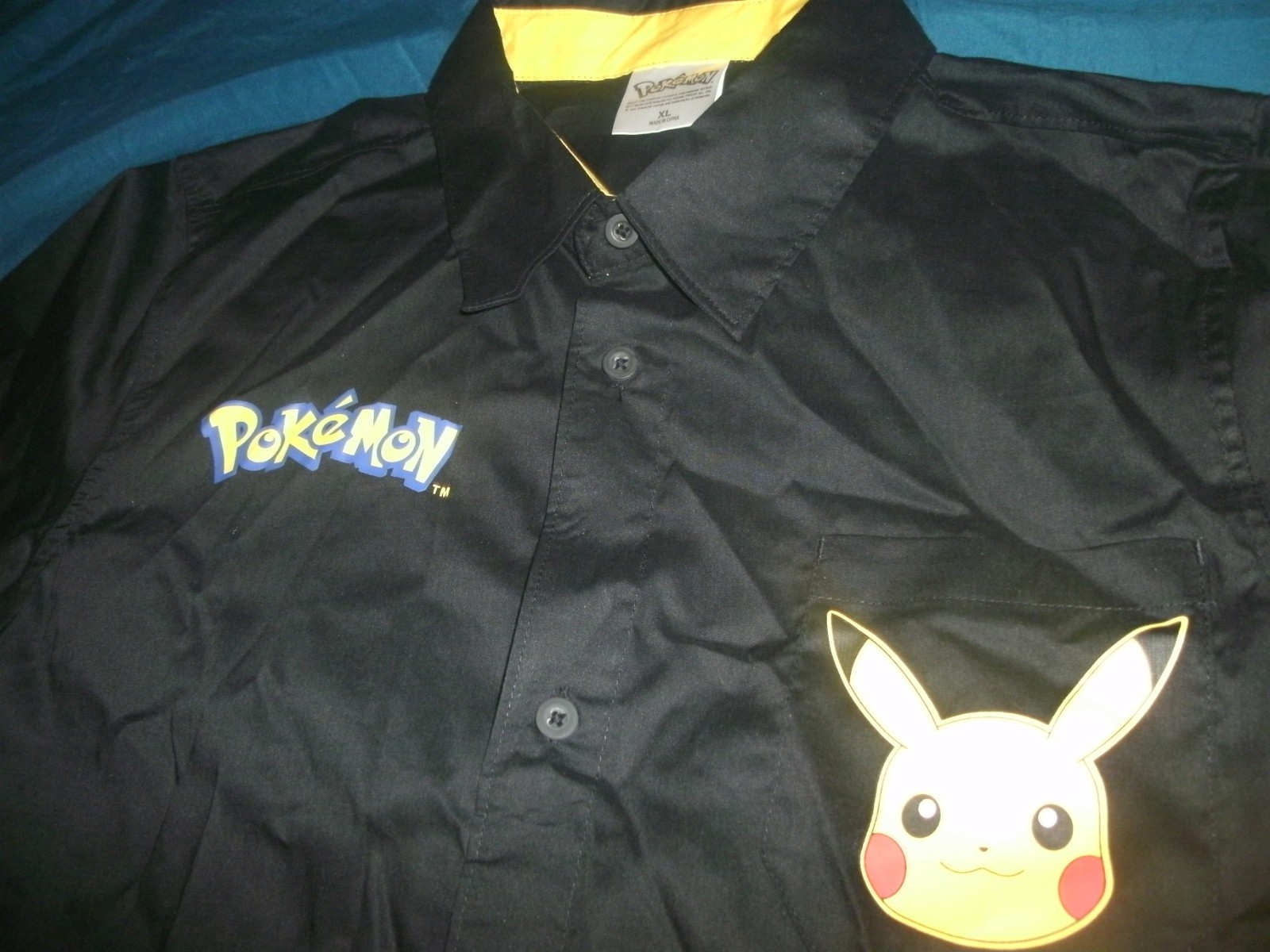 Pokemon Pikachu Black Boy S Button Down Short Sleeve Shirt L Xl B Pokemon Pikachu Black Boy S Button Down Short Sleeve Shirt L Xl B