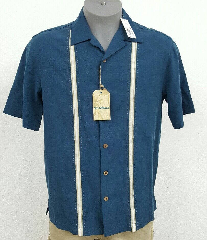 Roundtree & Yorke Roundtree Yorke Caribbean Teal Blue Button Up S/S Men ...