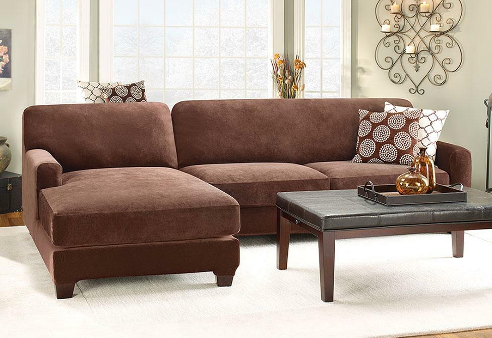 Sure Fit New Stretch Pique Five Piece Sectional Slipcover Left Sure Fit New Stretch Pique Five Piece