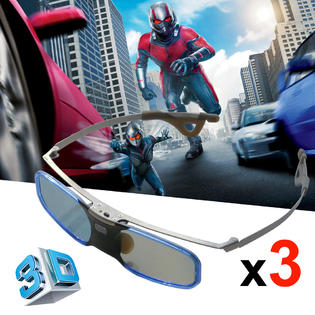 3x Active Shutter 3d Glasses For Dlp Link Projector Optoma Acer