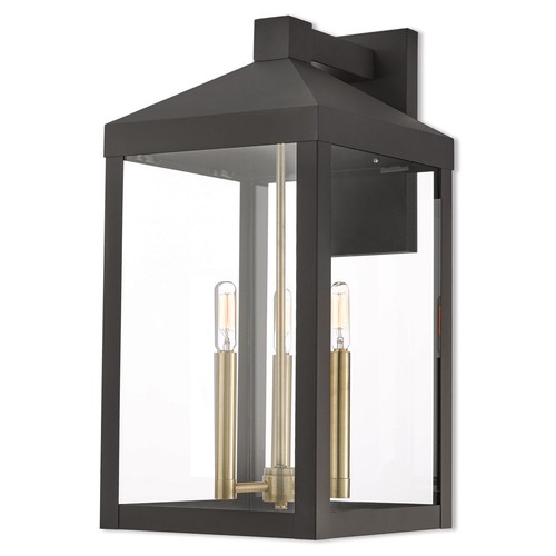 Livex 20585 07 Nyack 3 Light 22 Inch Bronze Outdoor Wall Lantern Livex 20585 07 Nyack 3 Light 22 Inch Bronze Outdoor Wall Lantern