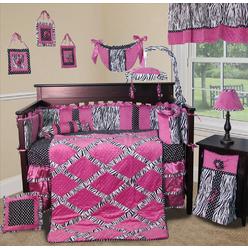 SISI Custom Baby Bedding - Purple Zebra Princess 14 PCS Crib Bedding Set incl. Music Mobile