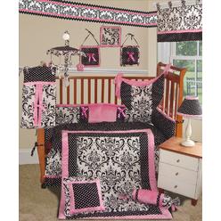 SISI Custom Baby Bedding - Rose Damask 13 PCS Crib Bedding Set