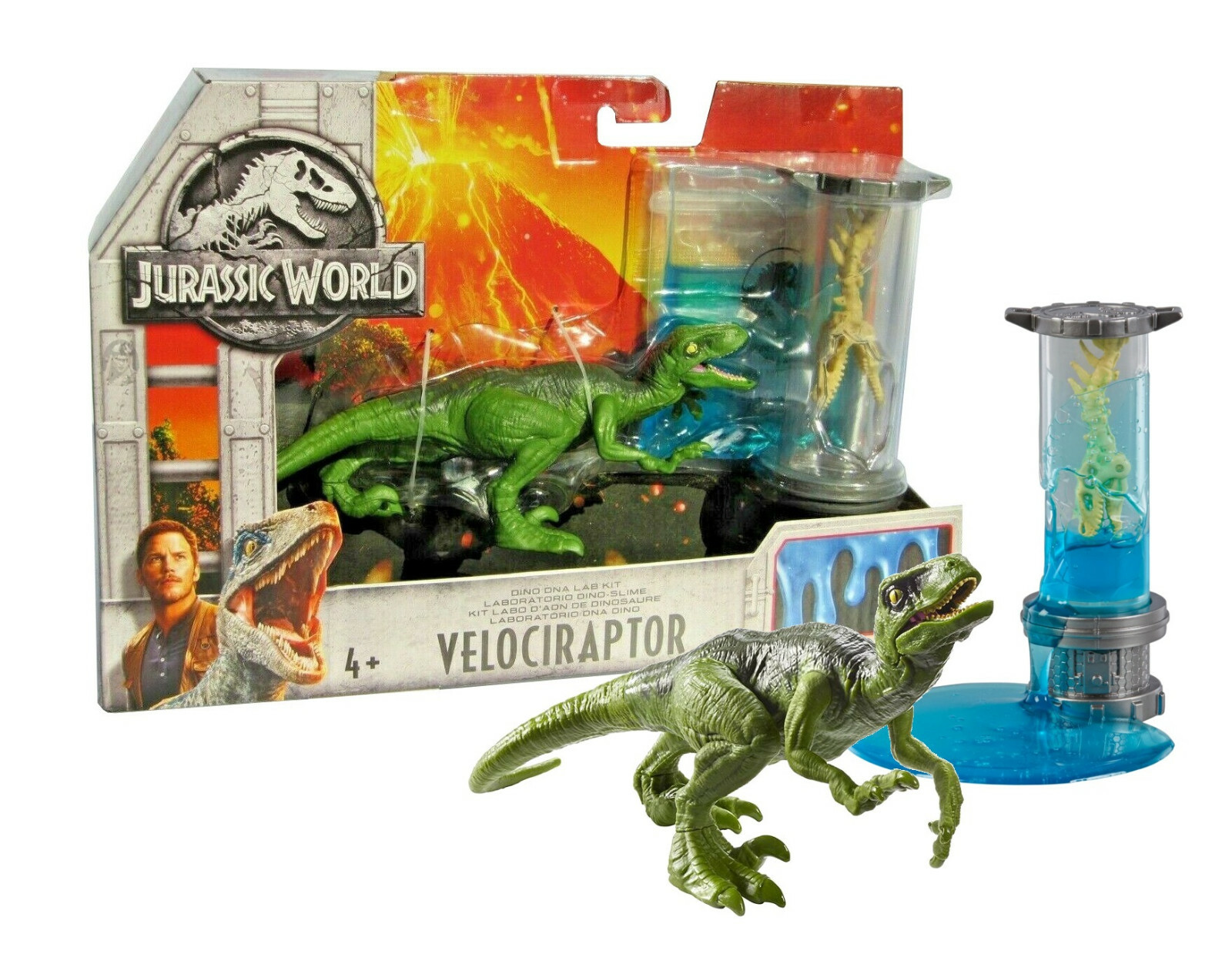 Mattel Jurassic World Dino Dna Lab Slime Kit Velociraptor 7in Figure New In Box
