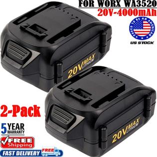 2x 4 0ah For Worx 20 Volt Max Lithium Battery Wa3525 Wa3520 Wg151s Wg155s Wg251s