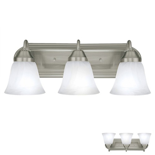Bathroom Vanity Light With Outlet Bennington Brushed Nickel 3 Globe Bathroom Vanity Light Bar Bath Fixture Alabaster Gl