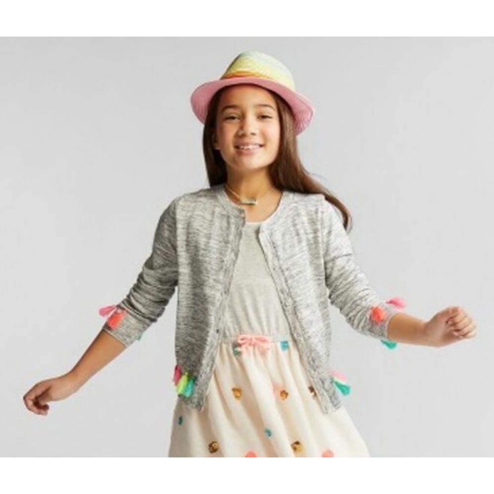 Girls Cat Jack Long Sleeve Tassel Cardigan Sweater Gray Select Size 3589
