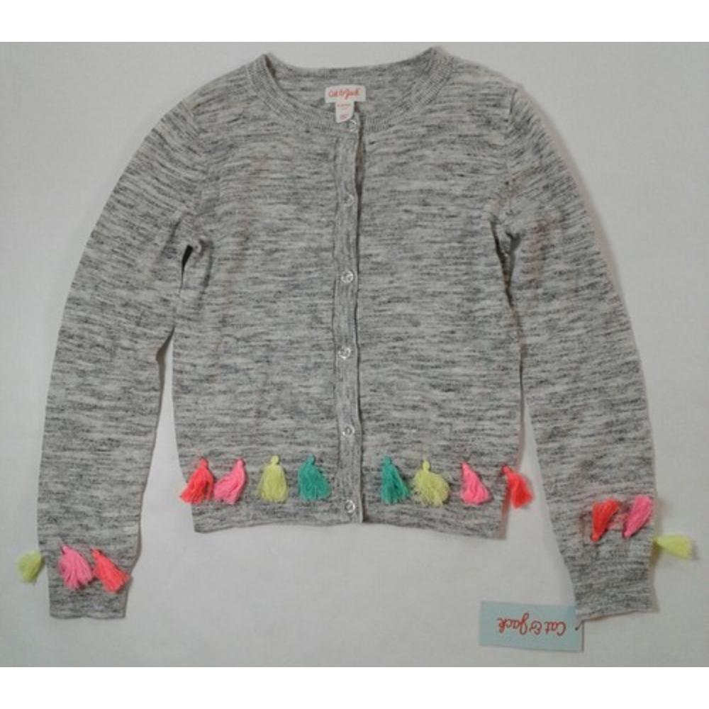 Girls Cat Jack Long Sleeve Tassel Cardigan Sweater Gray Select Size 3589