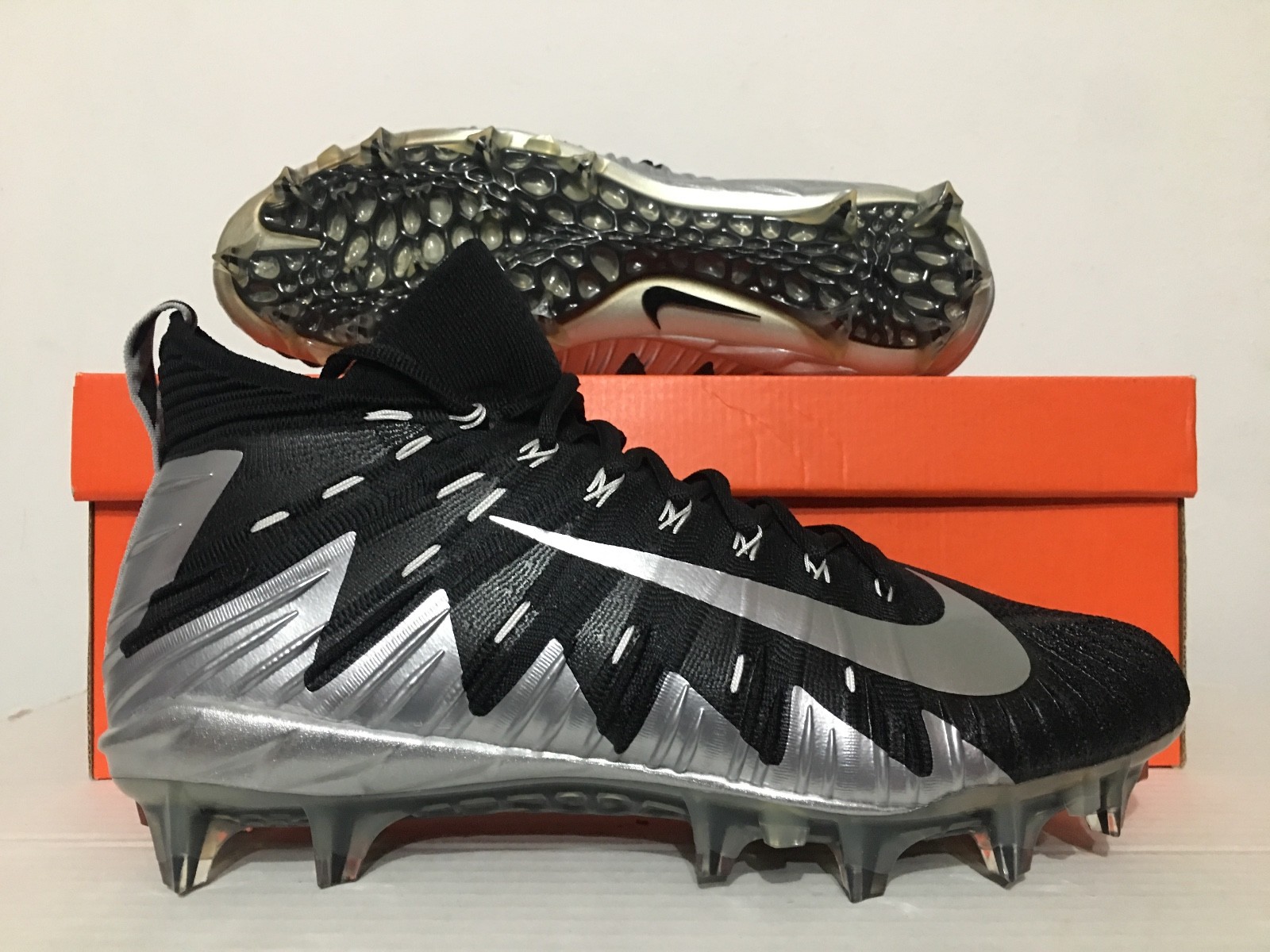 Nike Alpha Menace Elite Pf Football Cleats Black Silver Sz