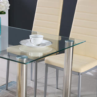 artisthand glass metal 5 piece dining table furniture sets 4