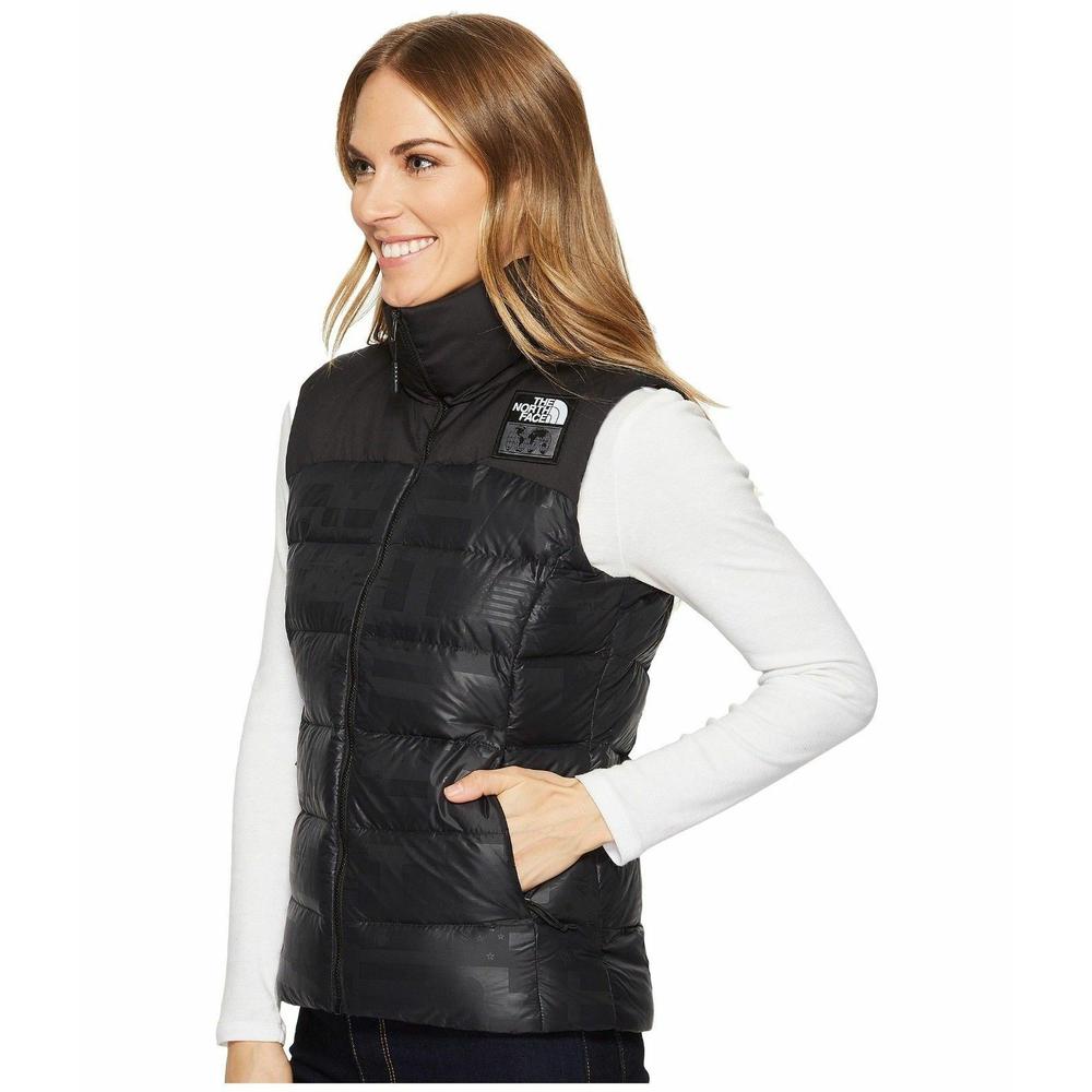North Face New Women S North Face Ic Nuptse Vest Nf0a3bzf1tu Black Flag Print