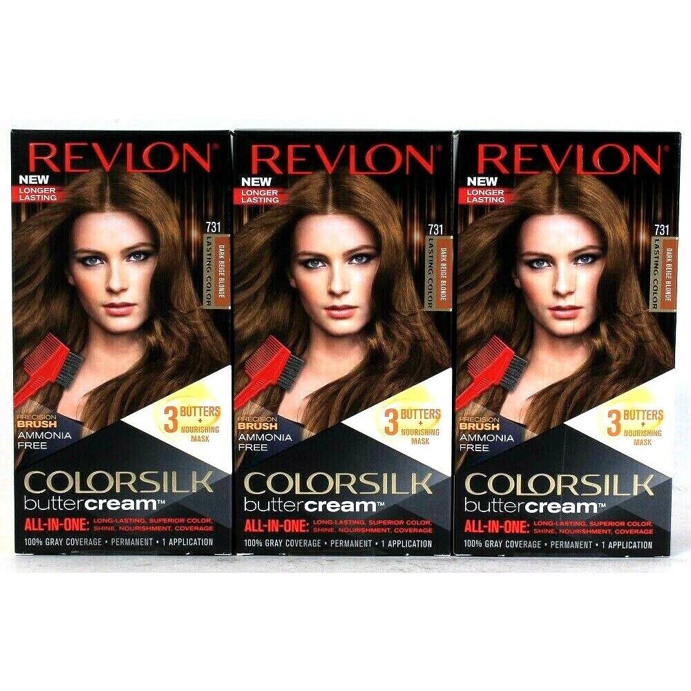 Revlon 3 Boxes Revlon Luxurious Colorsilk Buttercream 731 Dark Beige Blonde  Hair Dye