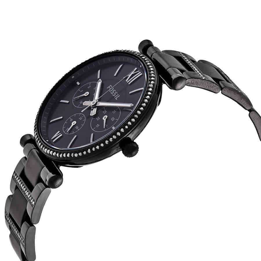 Fossil Carlie Quartz Crystal Multifunction Black Dial Ladies Watch Es4543