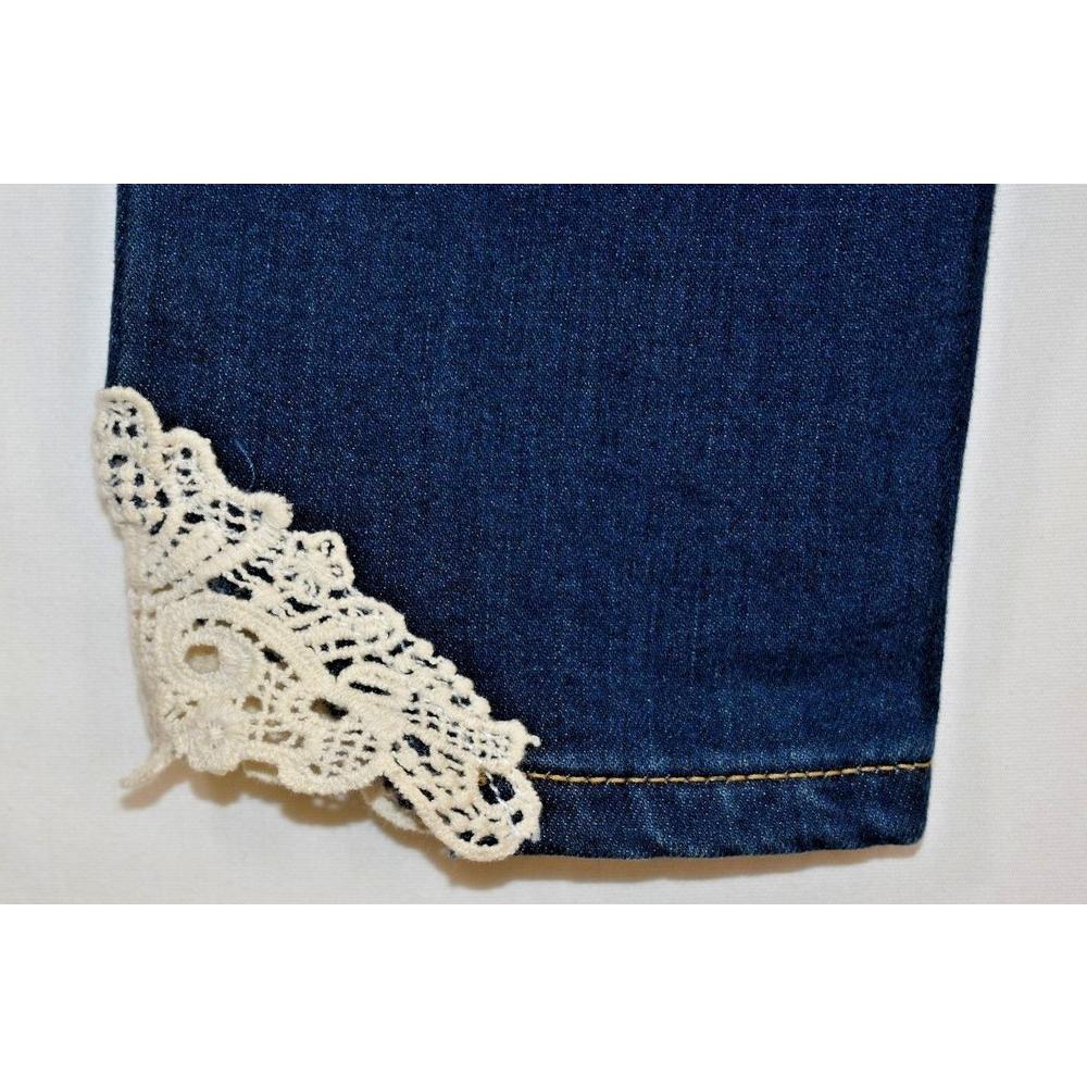 Girls Cropped Blue Jeans Super Skinny Adjustable Waist Cat Jack