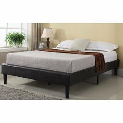 Divano Roma Furniture Madison Home Bonded Faux Leather Wood Slatted Modern Platform Bed Queen Dark Espresso Brown