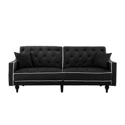 Futon Sofa Sleeper Sofamania Mid Century Splitback Velvet Futon Sofa Two Tone Tufted Sleeper Couch Black