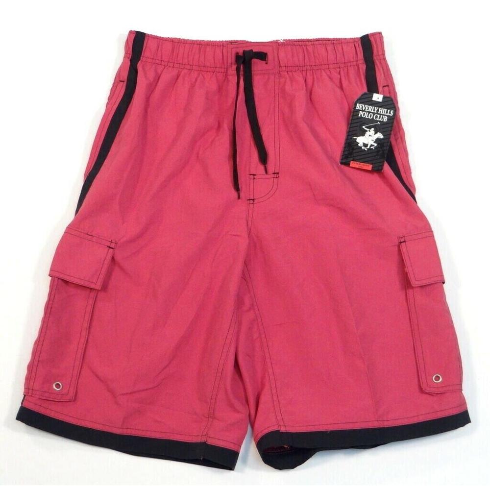 Beverly Hills Polo Club Pink Boardshorts Brief Lined Swim Trunks Men's NWT