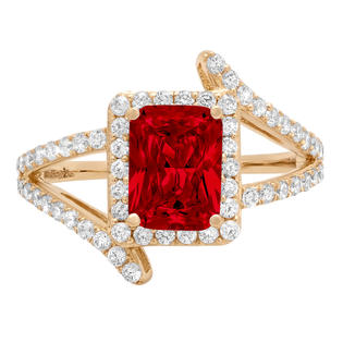 Clara Pucci 2.10 Emerald Halo Natural Red Promise Bridal Wedding