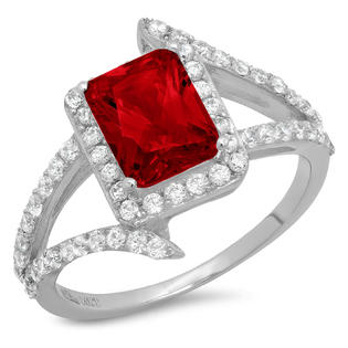 Clara Pucci 2.1ct Emerald Criss Cross Natural Red Promise
