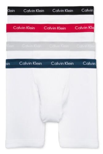 Calvin Klein 4-Pack Men's Classic Cotton Boxer Briefs White W/Assorted  Waistband