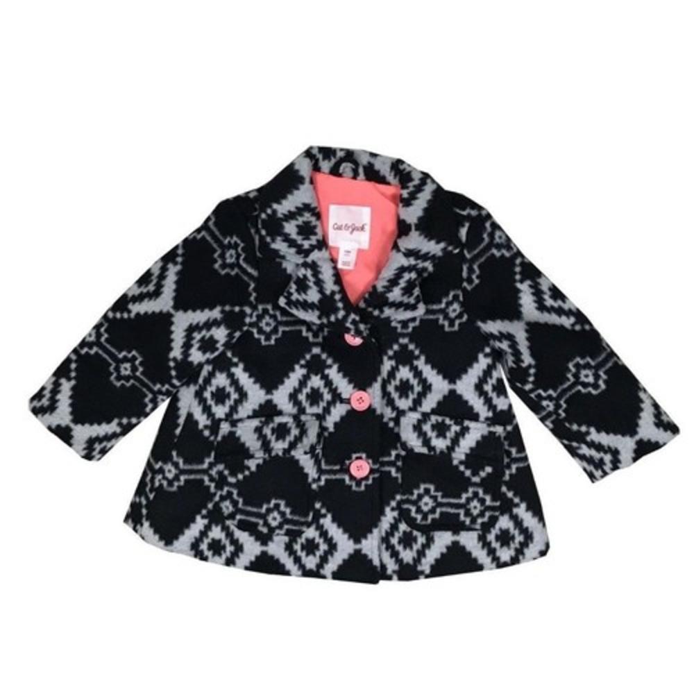 Cat Jack Toddler Girls Black Southwestern Print Peacoat Jacket Coat Nwt