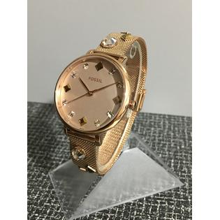 Fossil Es4473 Jacqueline Women S Gem Markers Rose Gold Tone Mesh Strap Watch