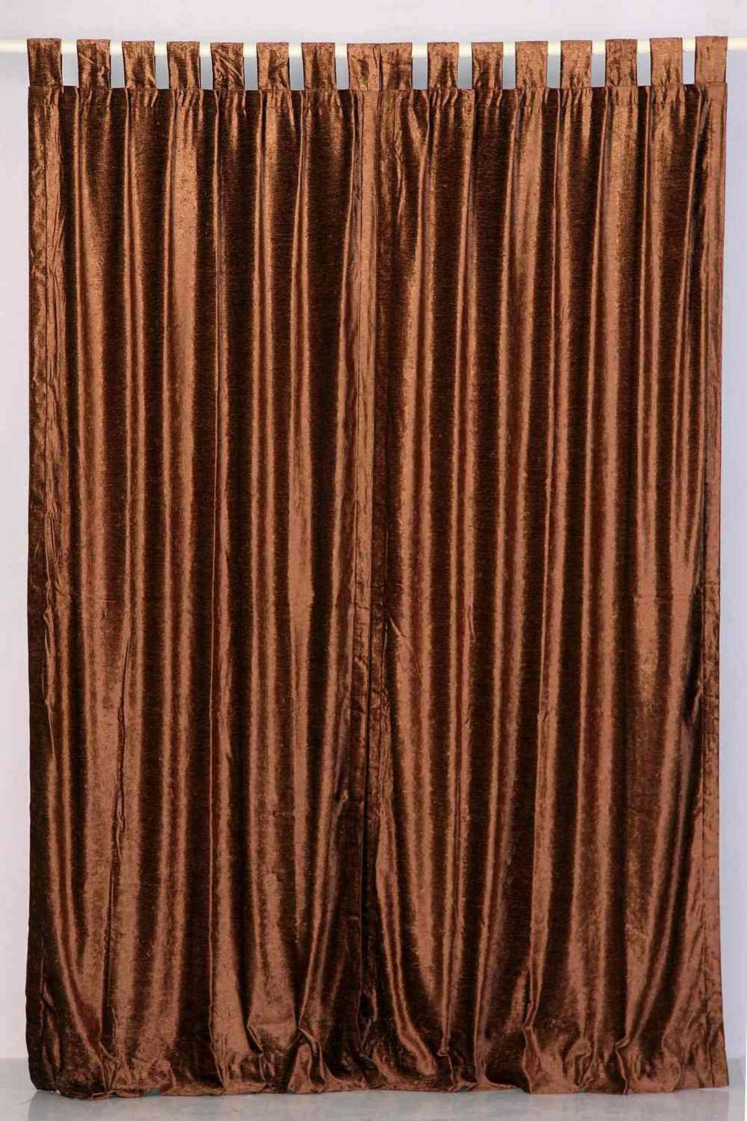 Indian Selections Brown Tab Top  Velvet Curtain / Drape / Panel  - Piece