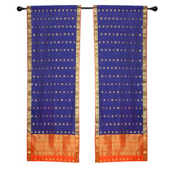 Indian Selections 2 Blue Bohemian Indian Sari Curtains Rod Pocket Living Room  Window Treatment