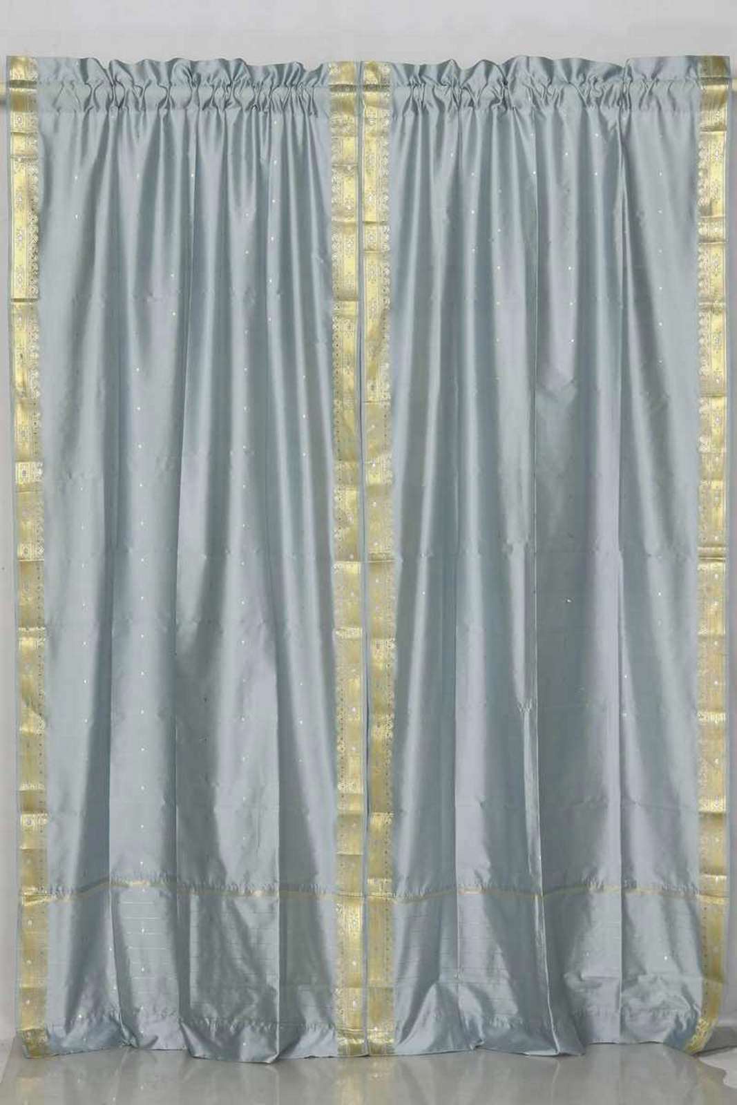 Indian Selections Gray Rod Pocket  Sheer Sari Curtain / Drape / Panel  - Piece