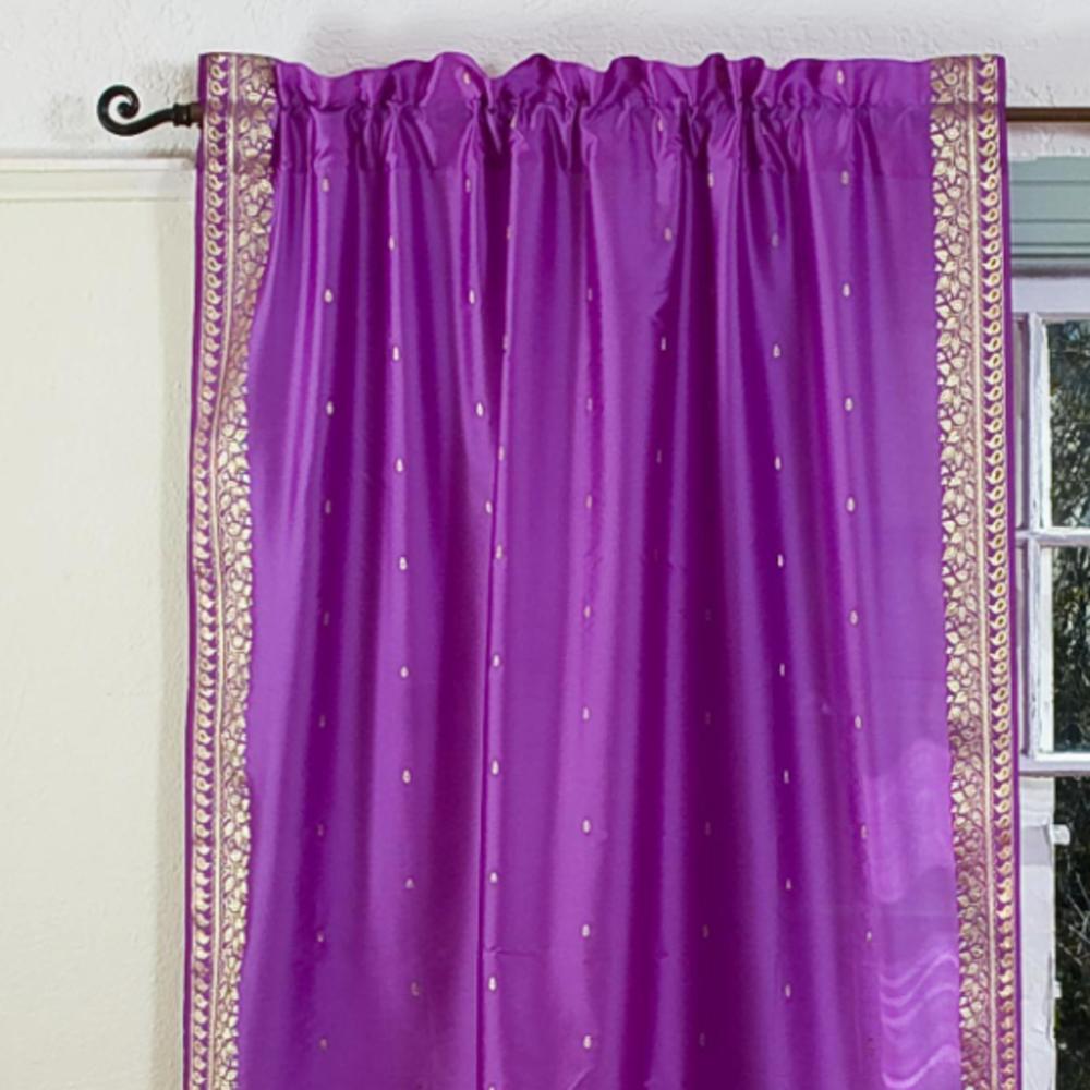 Indian Selections Lavender Rod Pocket  Sheer Sari Curtain / Drape / Panel  - Pair