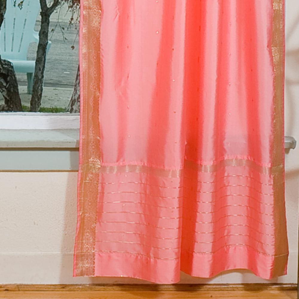 Indian Selections Pink Rod Pocket  Sheer Sari Curtain / Drape / Panel  - Piece