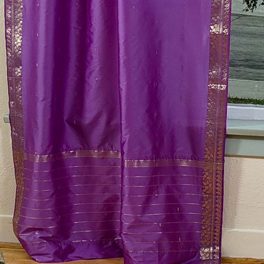 Indian Selections Lavender  Tie Top  Sheer Sari Curtain / Drape / Panel  - Pair